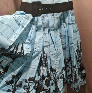 Pinup Couture Aurora Dress in Blue Castle Print